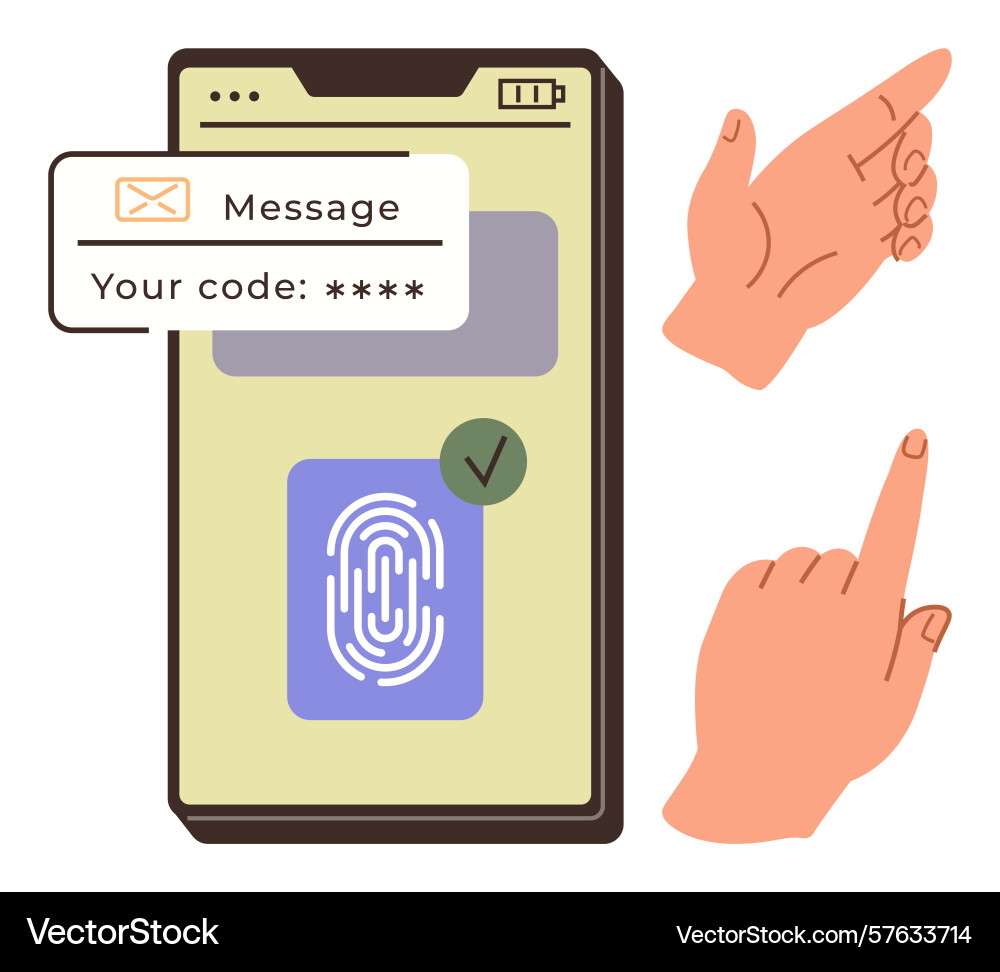 Mobile authentication with fingerprint Mobile authentication with fingerprint vector image