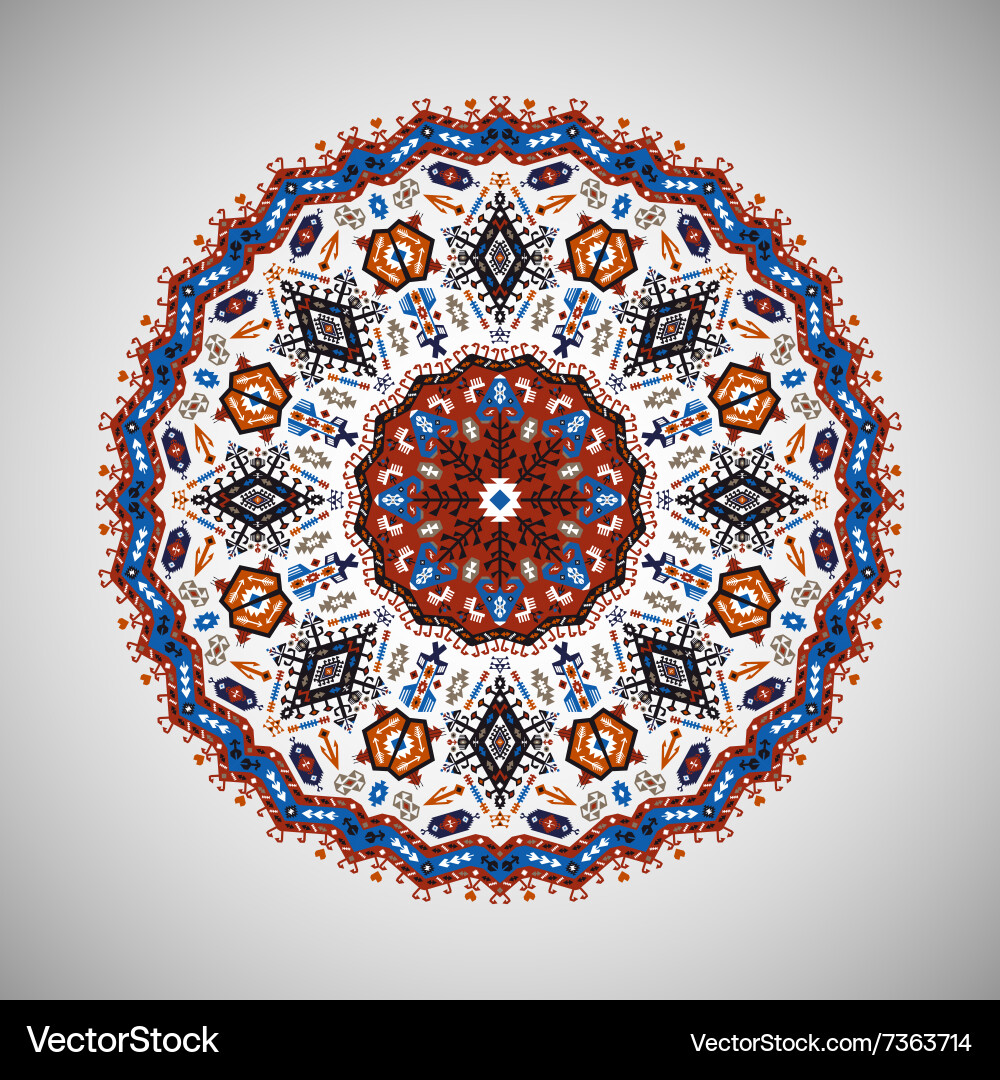 Ornamental round geometric pattern in aztec style Vector Image