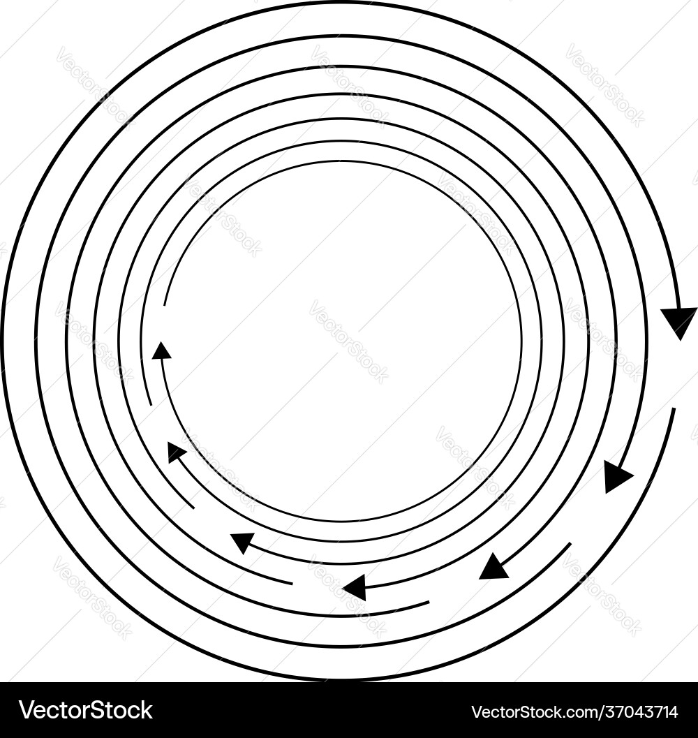 Rotating arrows concentric radial and circular Rotating arrows concentric radial and circular Vector Image