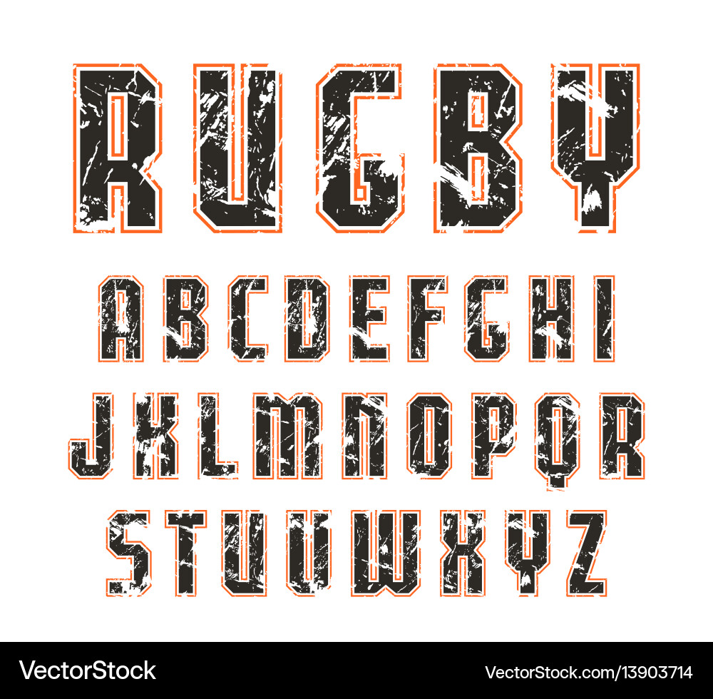 Rugby Font with Shabby Texture Vector Image