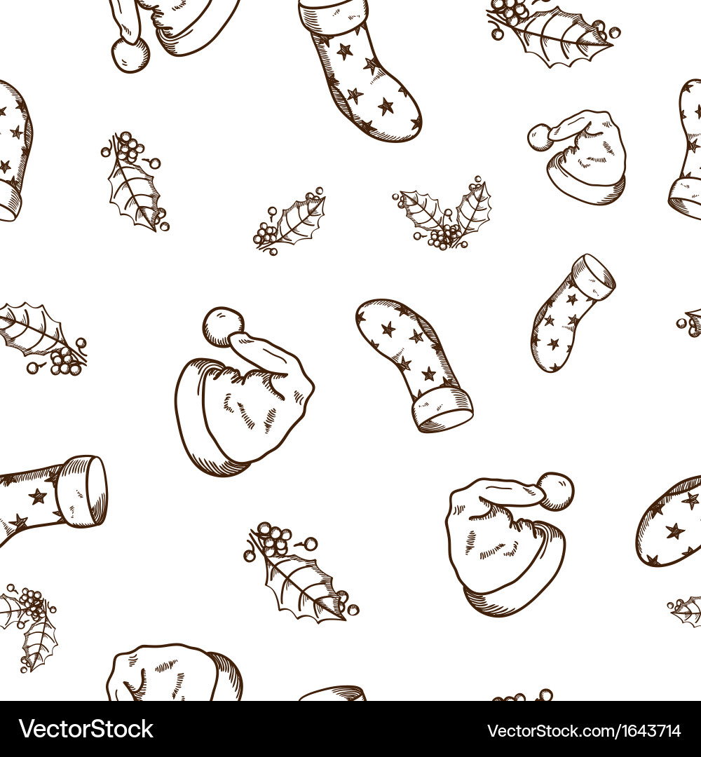 Seamless pattern of christmas and new year objects vector image