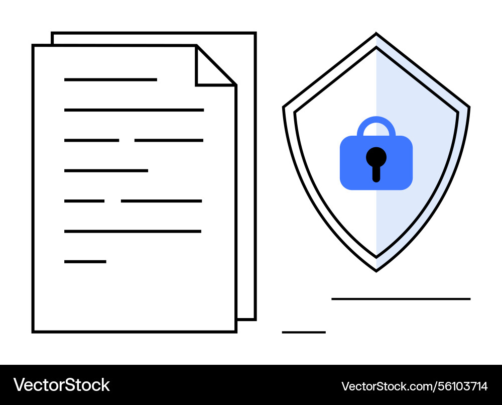 Secure document protection with shield and lock Secure document protection with shield and lock vector image