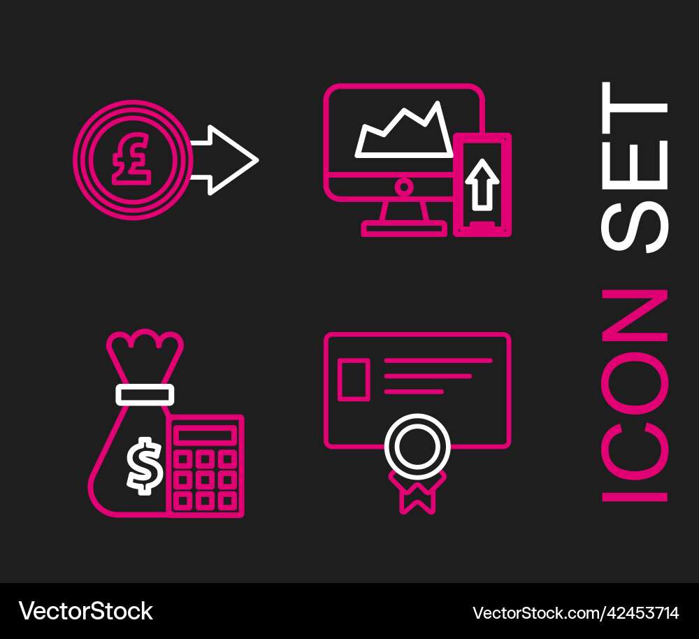 Set line certificate template calculator Set line certificate template calculator vector image