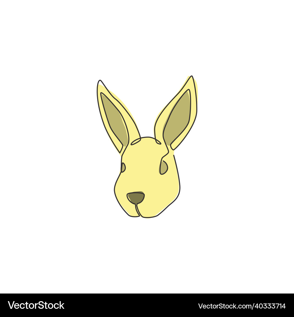 Single continuous line drawing of funny rabbit Vector Image