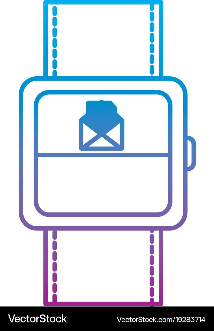 Smartwatch with open message envelope on screen Vector Image