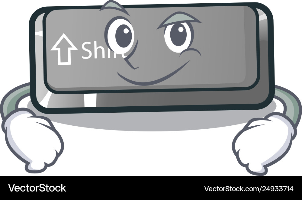 Smirking button shift on a keyboard mascot Smirking button shift on a keyboard mascot Vector Image