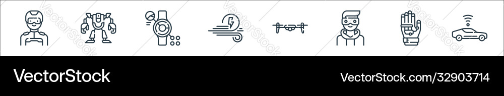 Technology future line icons linear set Technology future line icons linear set vector image
