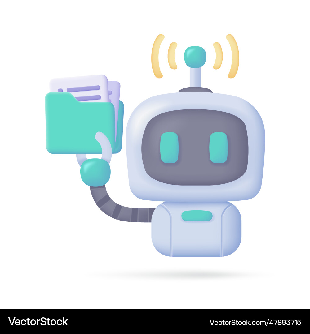 3d smart robot on computer to assist in human 3d smart robot on computer to assist in human vector image