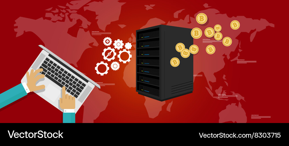 Bit coin mining server Vector Image