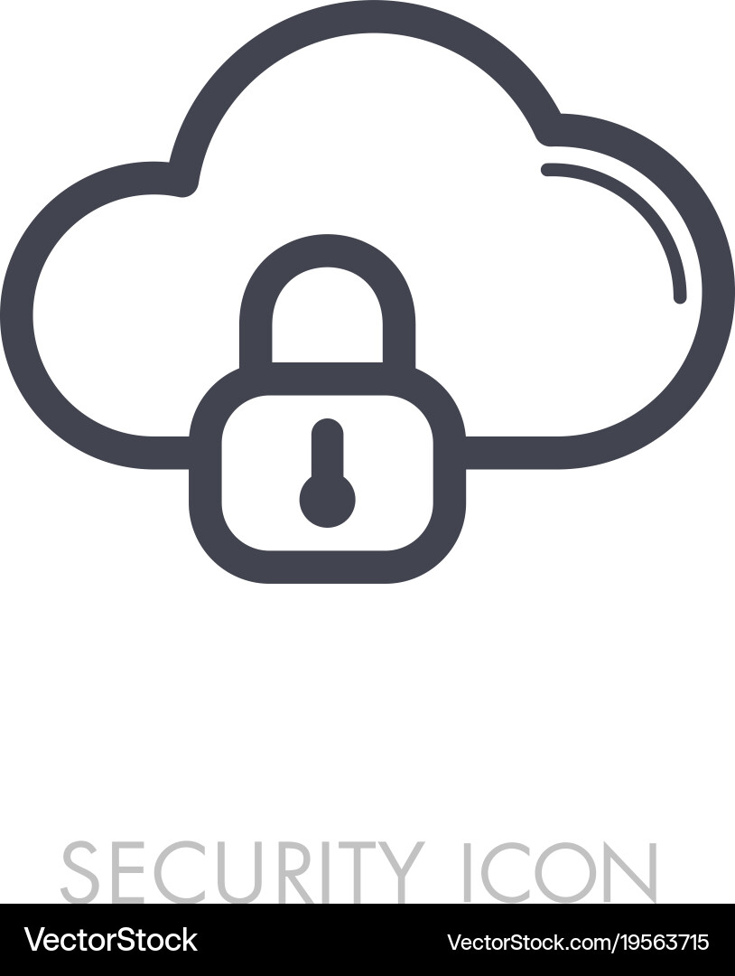 Cloud computer storage with lock icon vector image