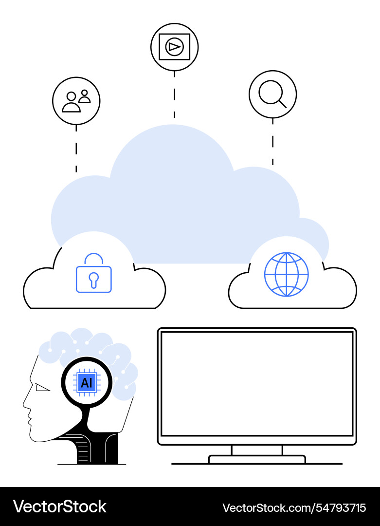 Cloud computing integration with ai and global Cloud computing integration with ai and global vector image