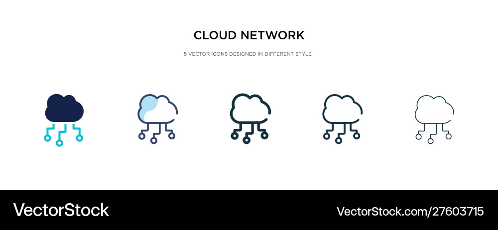 Cloud network icon in different style two vector image