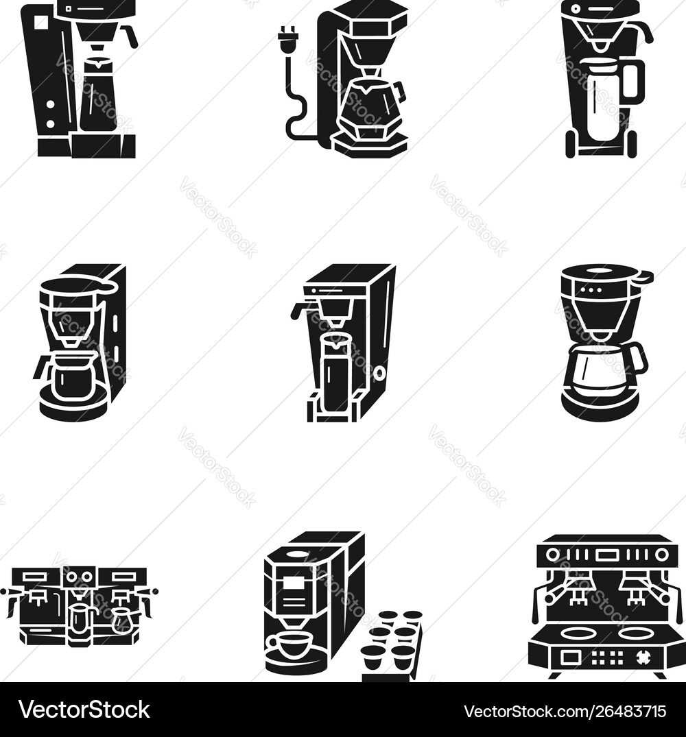 Coffee machine icon set simple style Vector Image