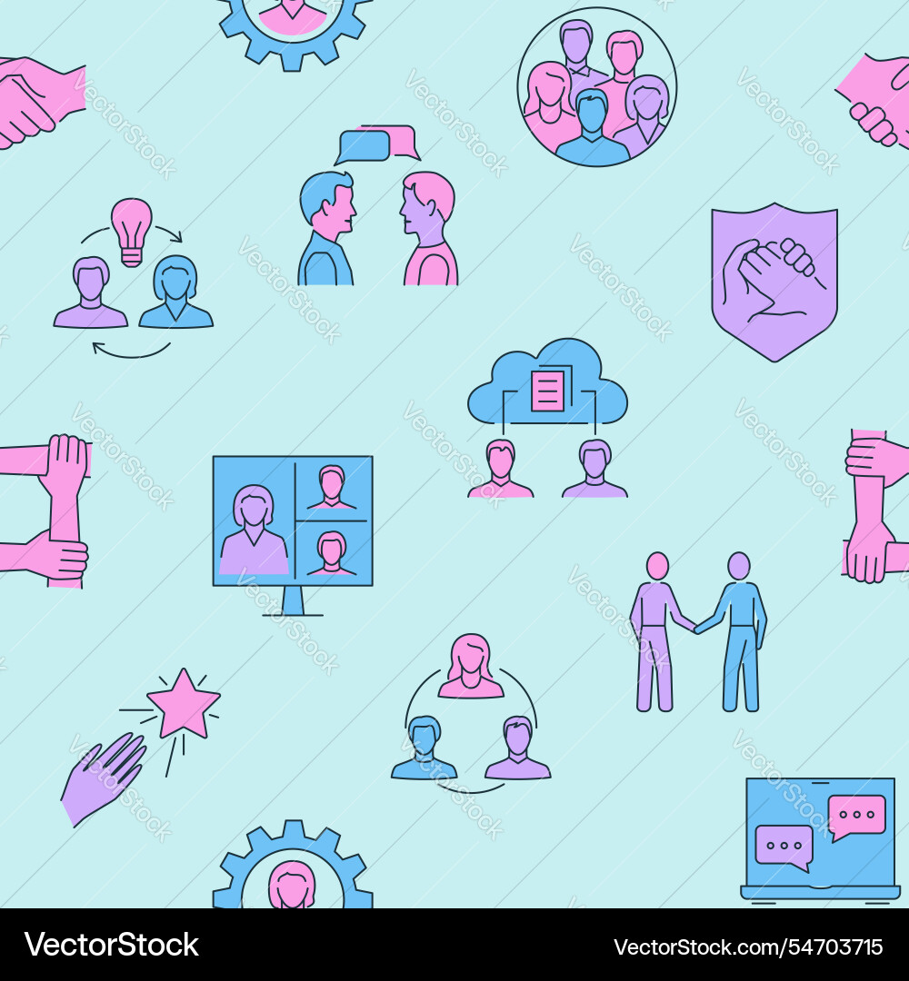Collaboration and teamwork seamless pattern Collaboration and teamwork seamless pattern vector image