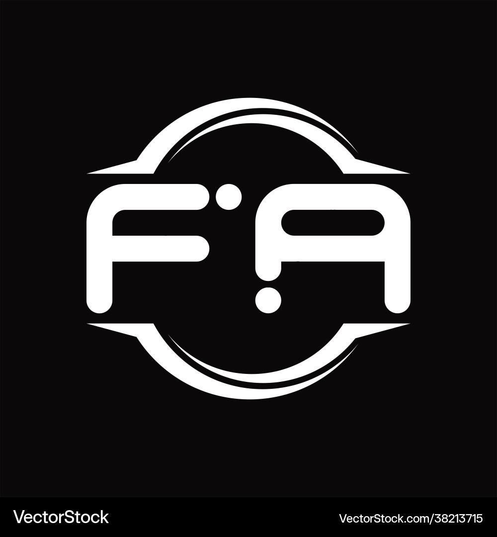 Fa logo monogram with circle rounded slice shape vector image