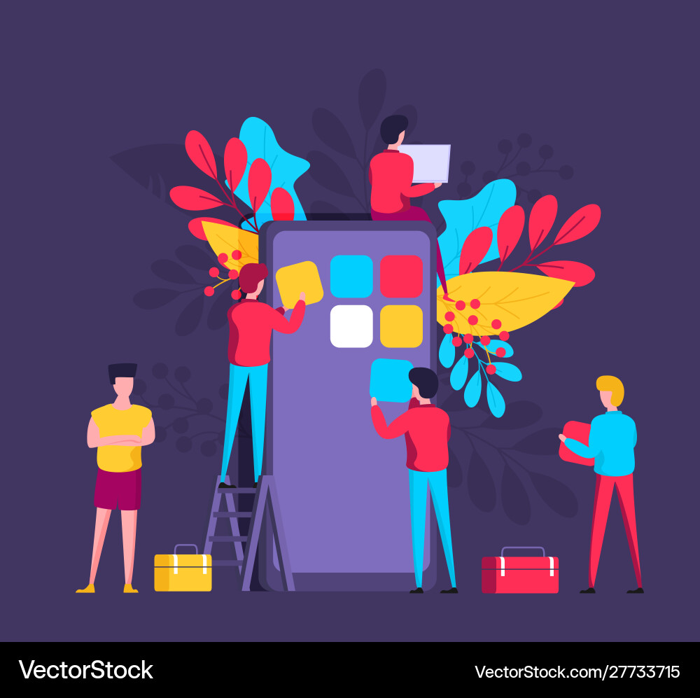 Mobile application development concept Mobile application development concept vector image