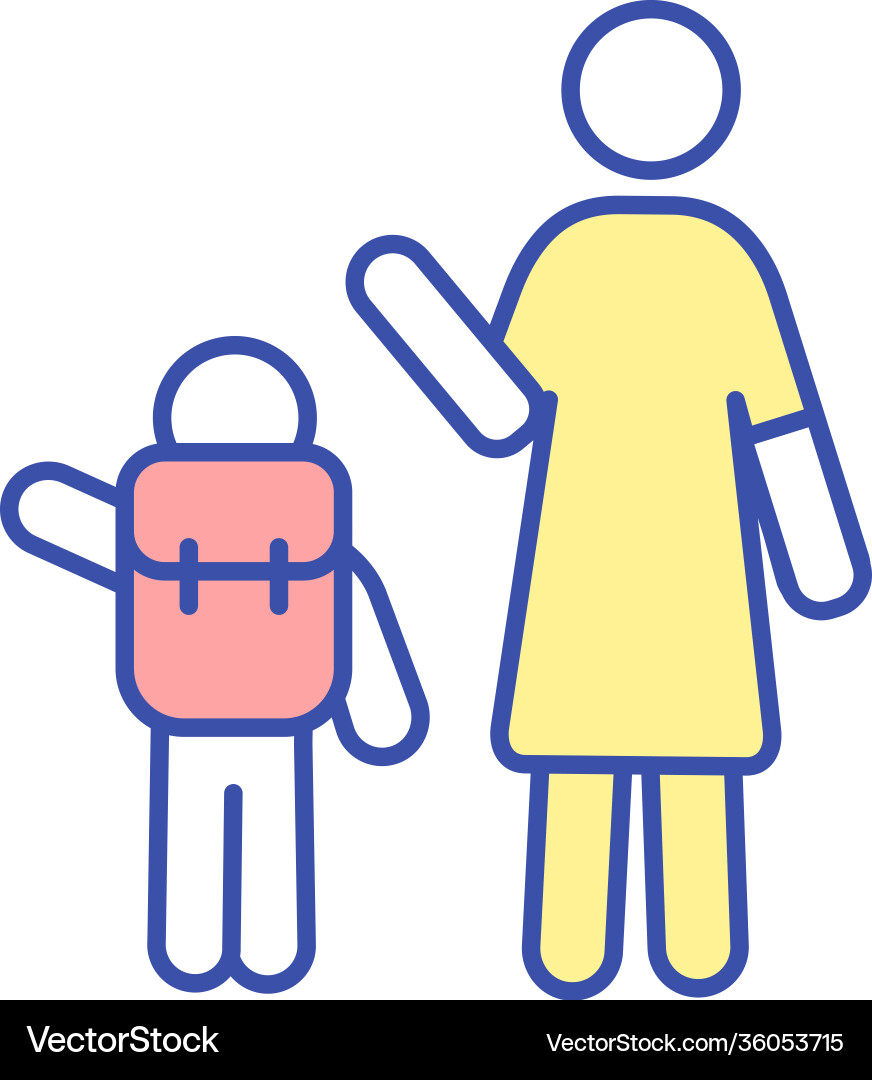 Parent seeing off child to school rgb color icon Parent seeing off child to school rgb color icon vector image