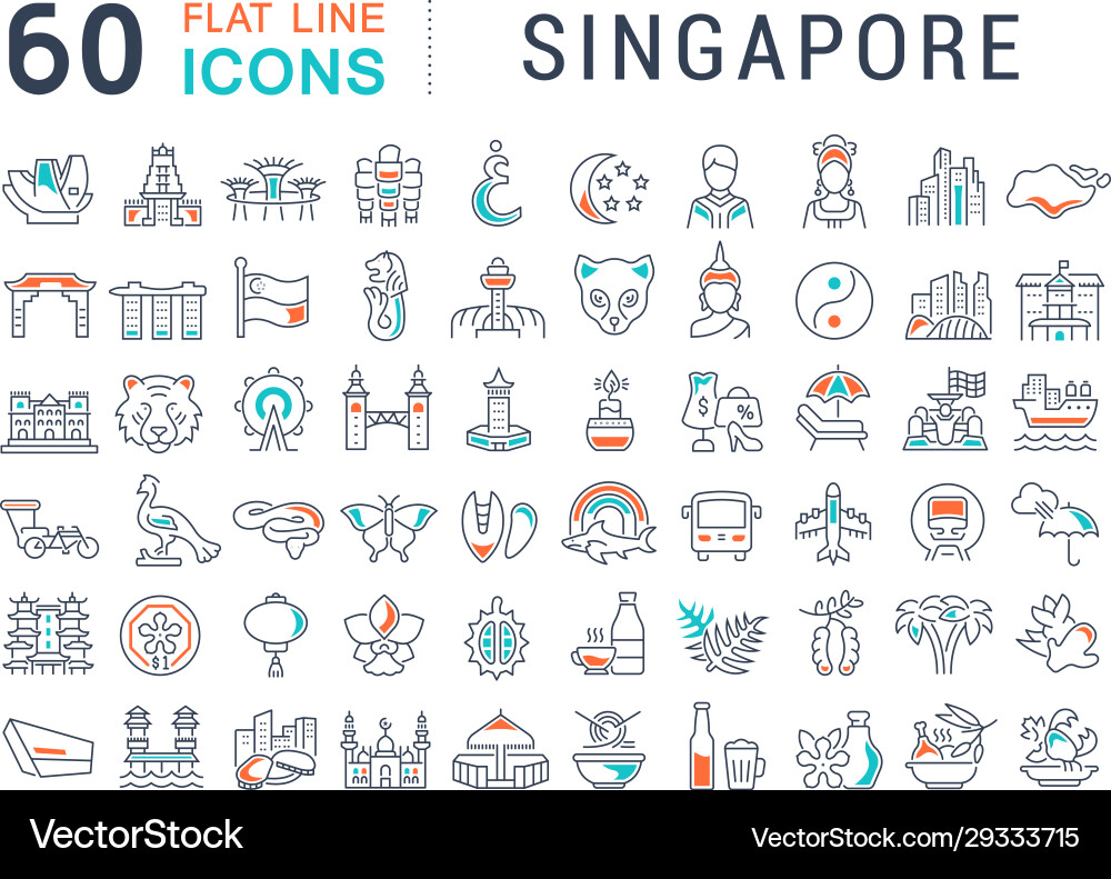 Set line icons singapore Set line icons singapore vector image