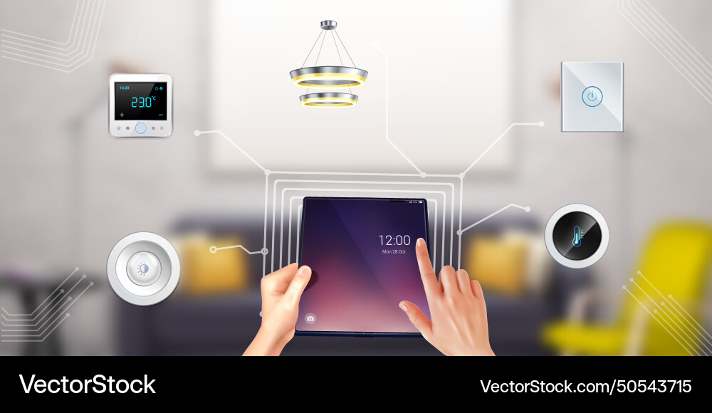 Smart home realistic composition Royalty Free Vector Image