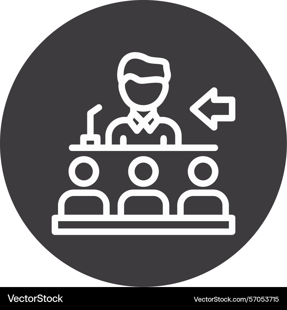 Speaker giving a speech line circle style icon Vector Image