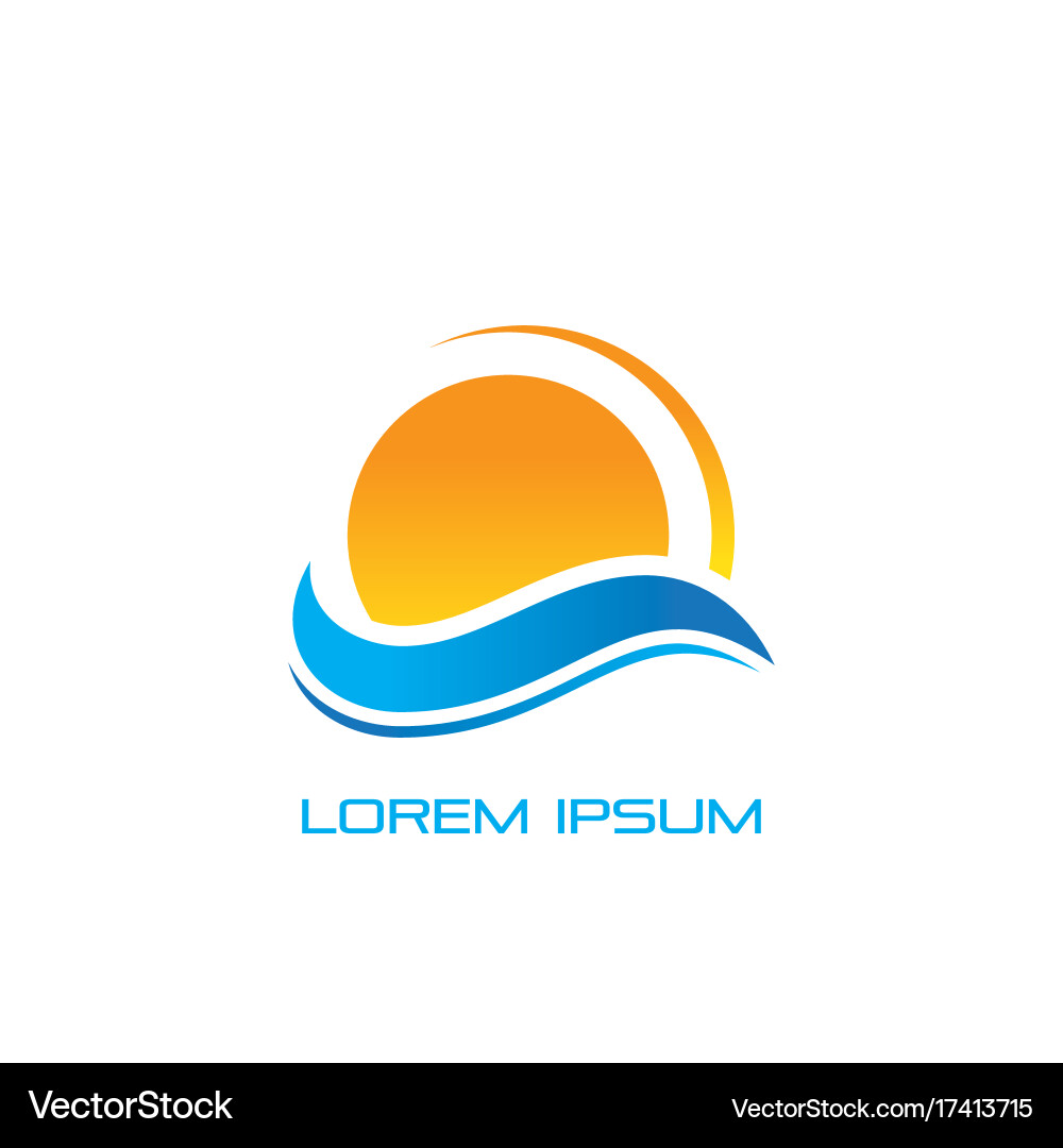 Sunset wave beach ocean logo Royalty Free Vector Image