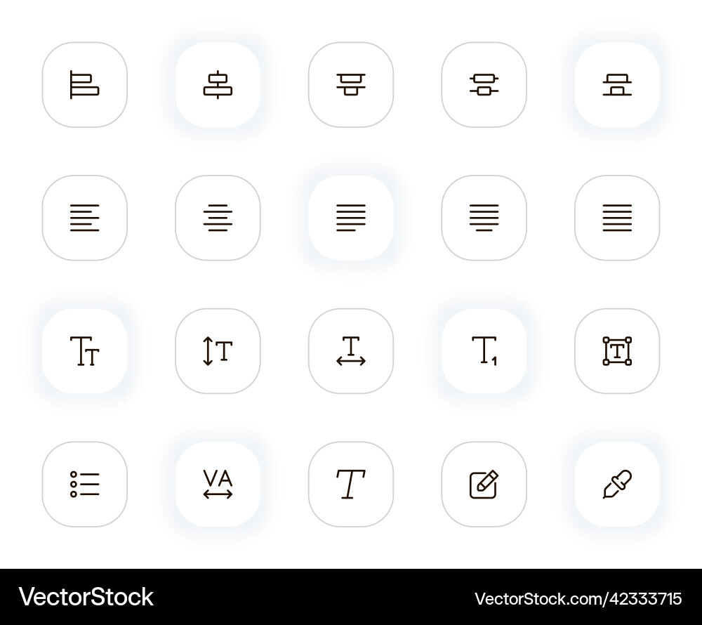 Type paragraph and character line icons set Type paragraph and character line icons set vector image