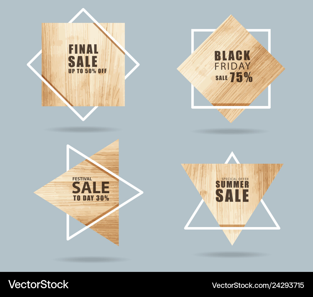 Wooden sign with creative sale banner modern Wooden sign with creative sale banner modern Vector Image