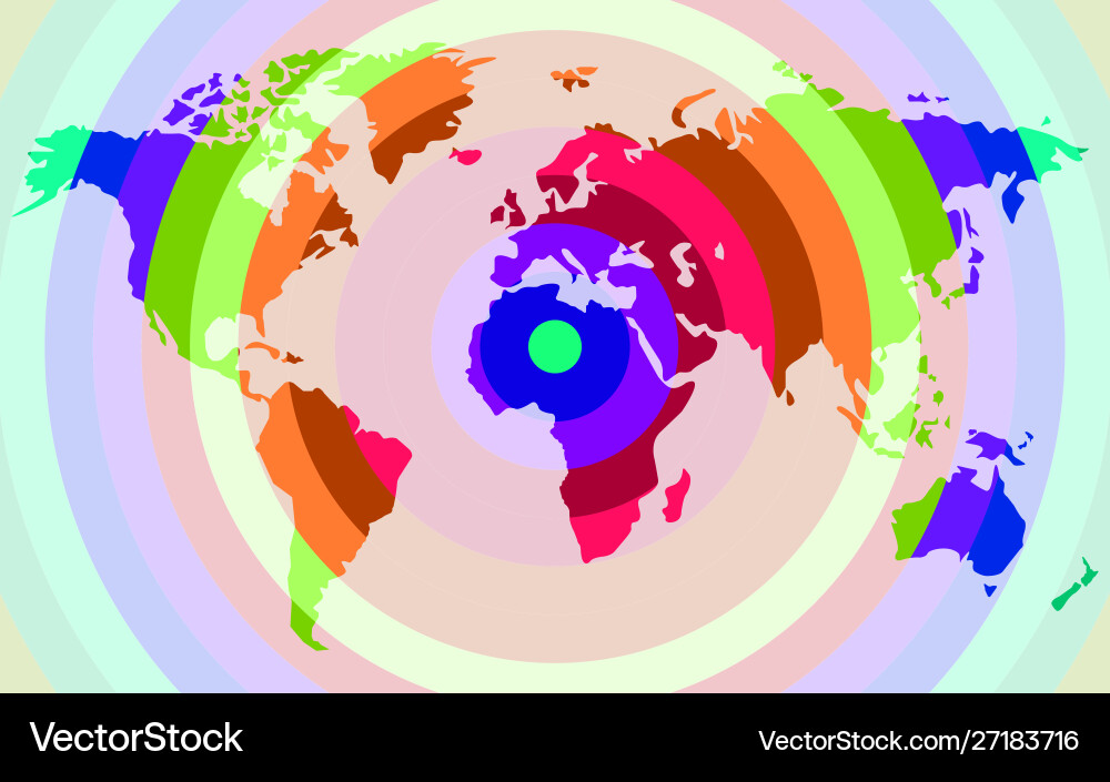 Abstract world map colorful round stripes Vector Image
