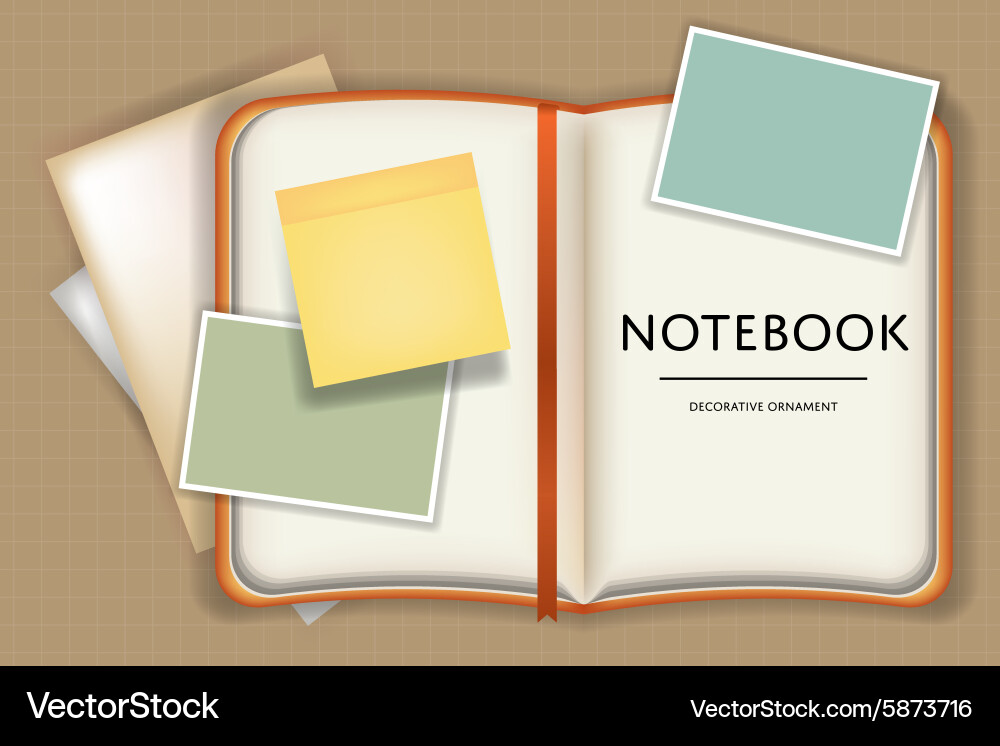 Blank notebook or diary memo notepad paper vector image