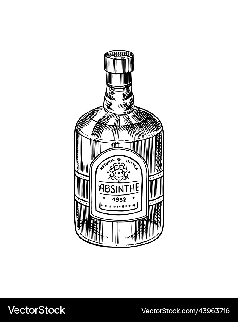 Bottle of absinthe label for retro poster Bottle of absinthe label for retro poster vector image