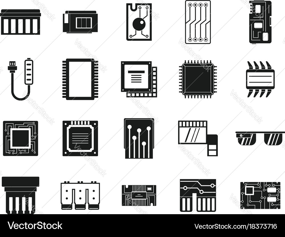Chip icon set simple style Vector Image