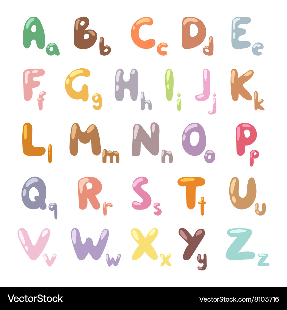 Colorful Alphabet Cartoon Royalty Free Vector Image
