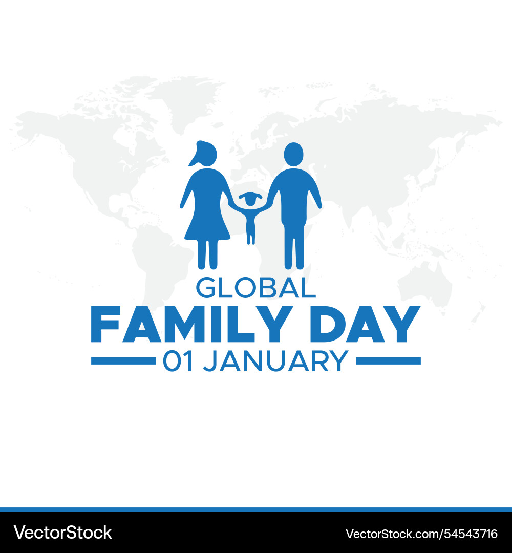 Globale Familientags-Januarvorlage Globale Familientags-Januarvorlage vektorbild
