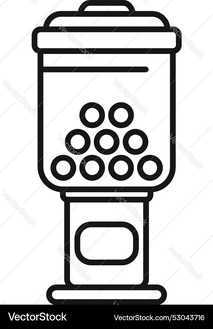 Gumball machine dispensing gumballs icon thin line