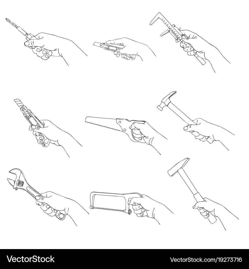 Hands with different instruments vector image