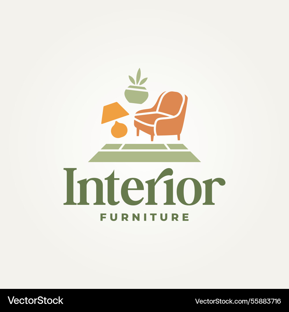 Interior furniture home decor flat icon logo Interior furniture home decor flat icon logo vector image