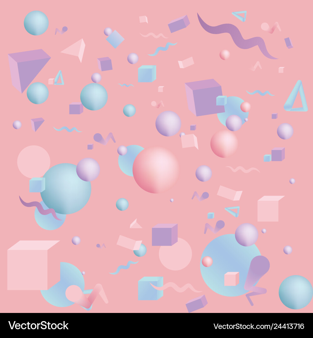 Kawaii pattern of 3d figures realistic primitives Kawaii pattern of 3d figures realistic primitives vector image
