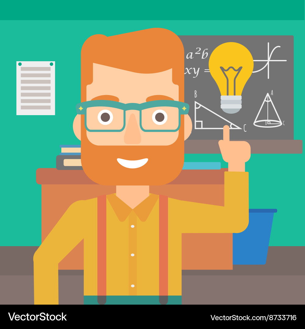 Man pointing at light bulb Vector Image