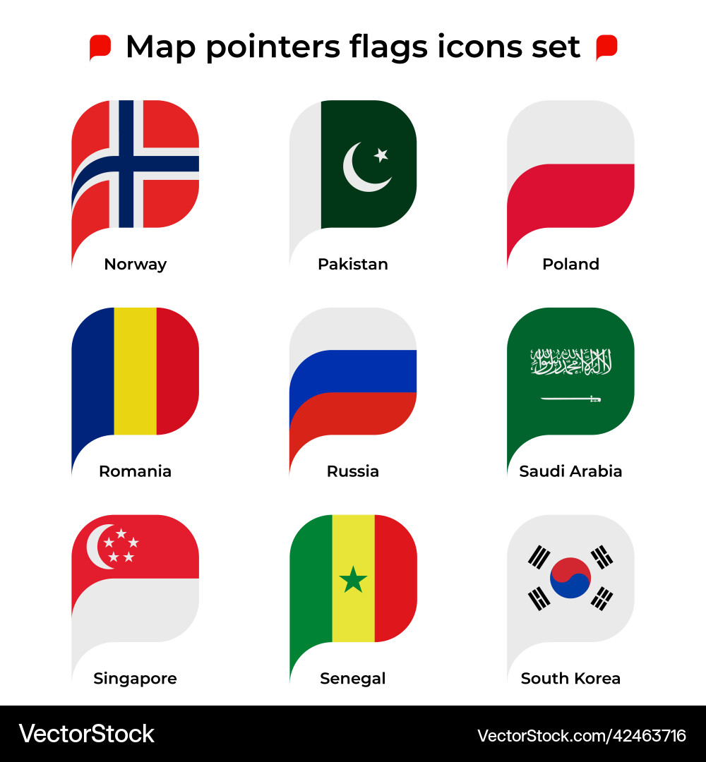 Map pointers flags icons set flag icon in simple vector image