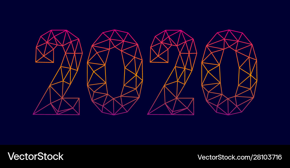 Numbers 2020 triangle shape polygonal design Numbers 2020 triangle shape polygonal design vector image