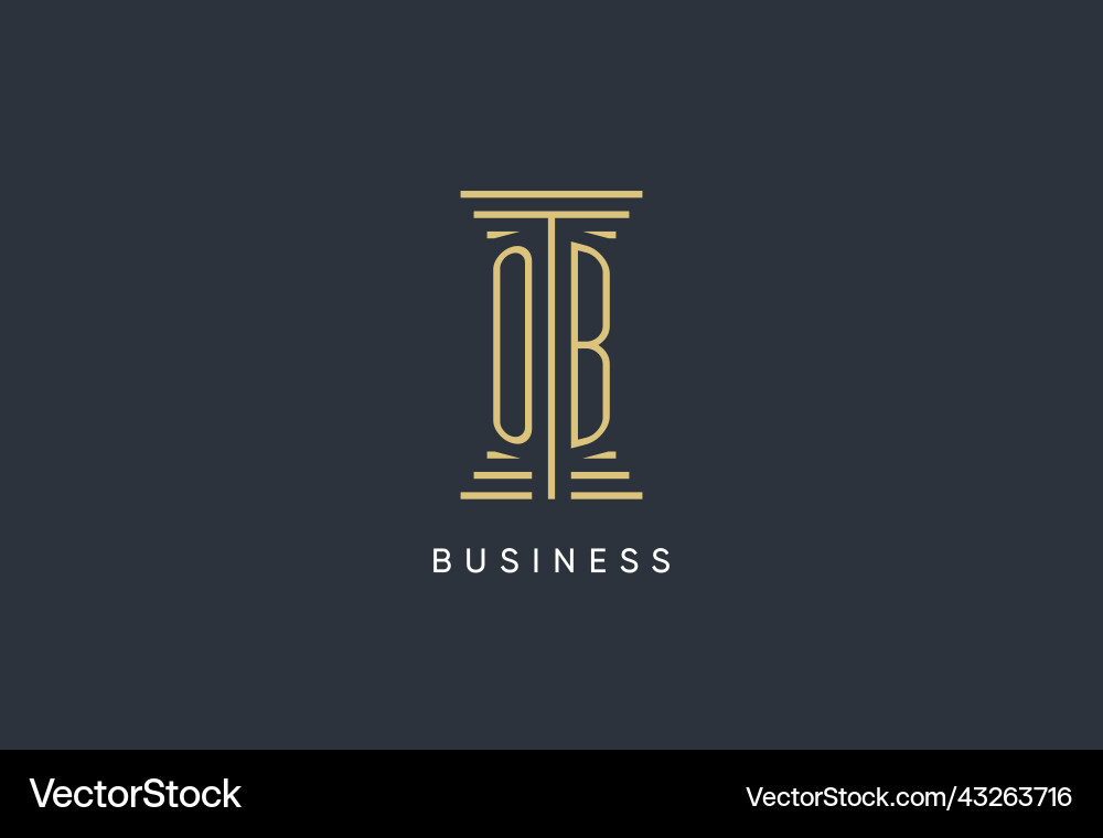 Ob initial monogram with pillar shape logo design Vector Image