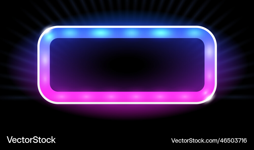Rectangle shape led lamp neon color frame Rectangle shape led lamp neon color frame vector image