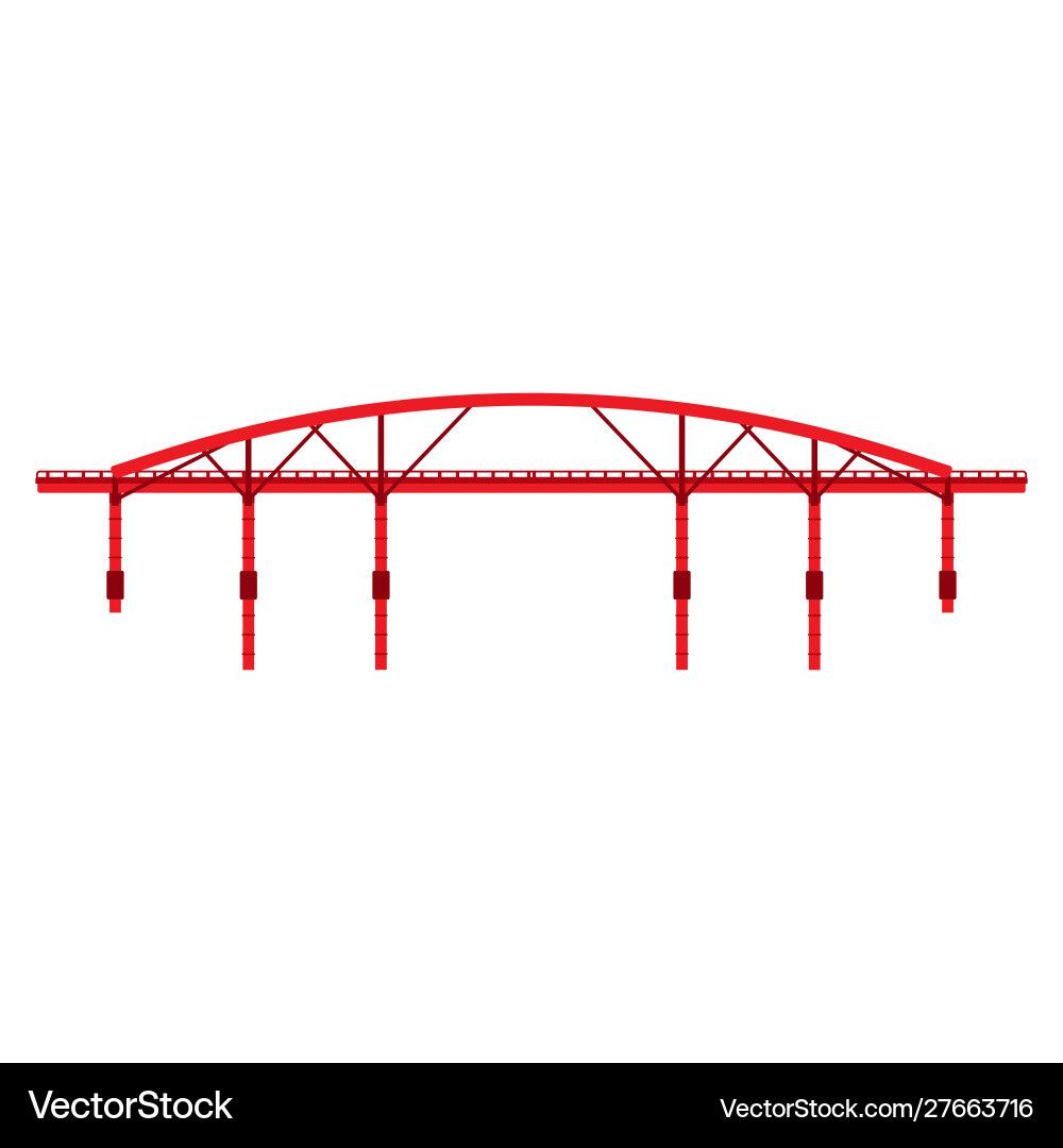 Red bridge icon architecture side view isolated Red bridge icon architecture side view isolated vector image