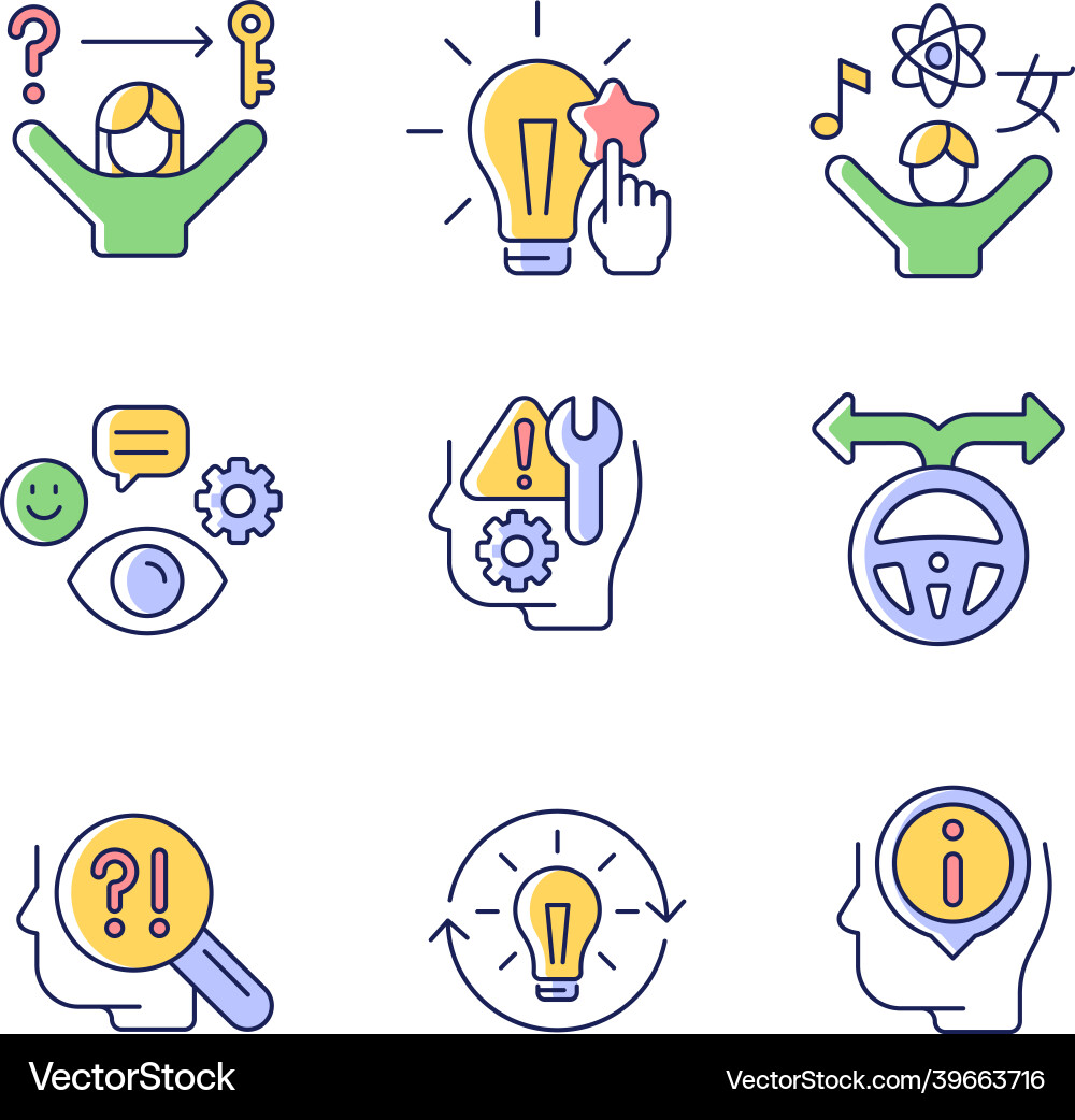 Self development skills rgb color icons set Self development skills rgb color icons set vector image