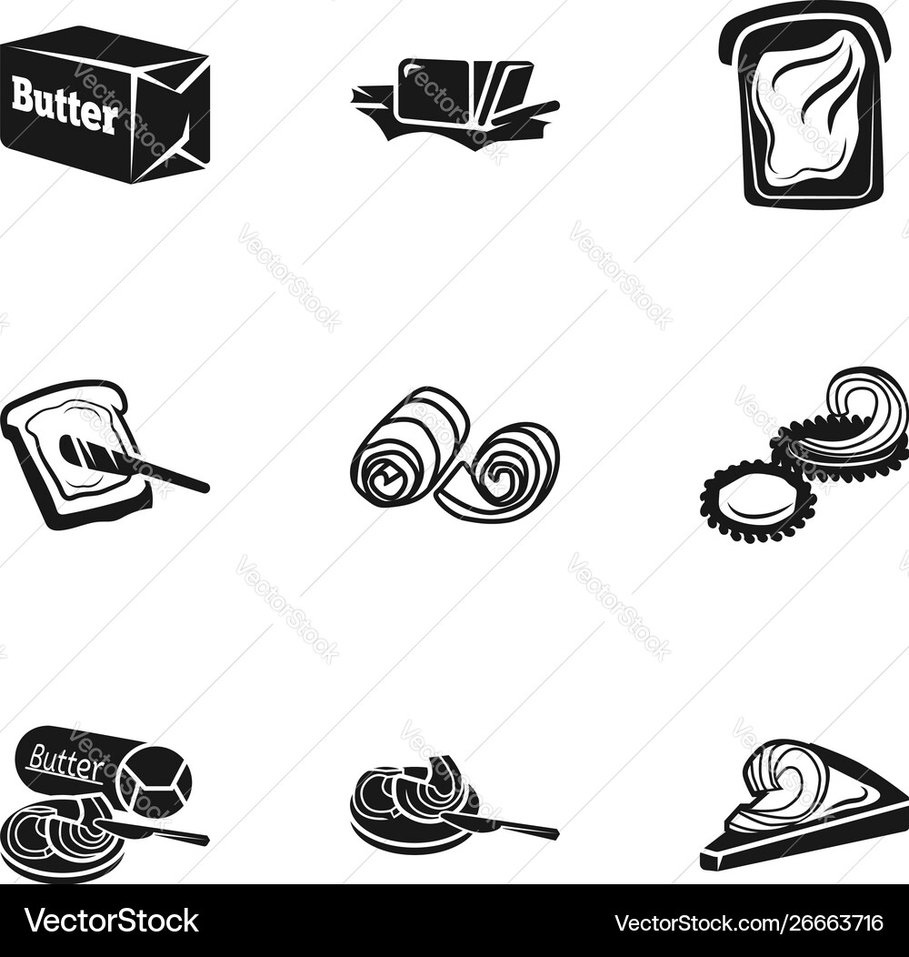 Swirl butter icon set simple style Vector Image
