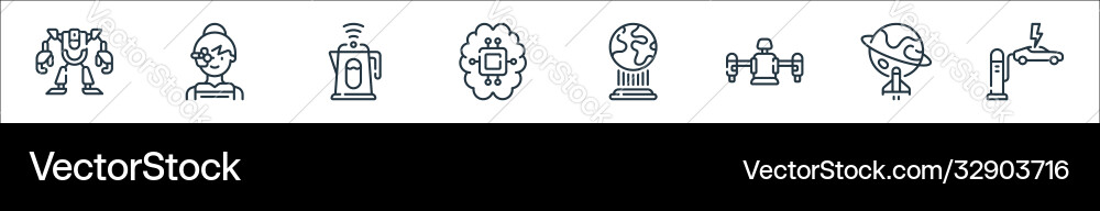 Technology future line icons linear set Technology future line icons linear set vector image