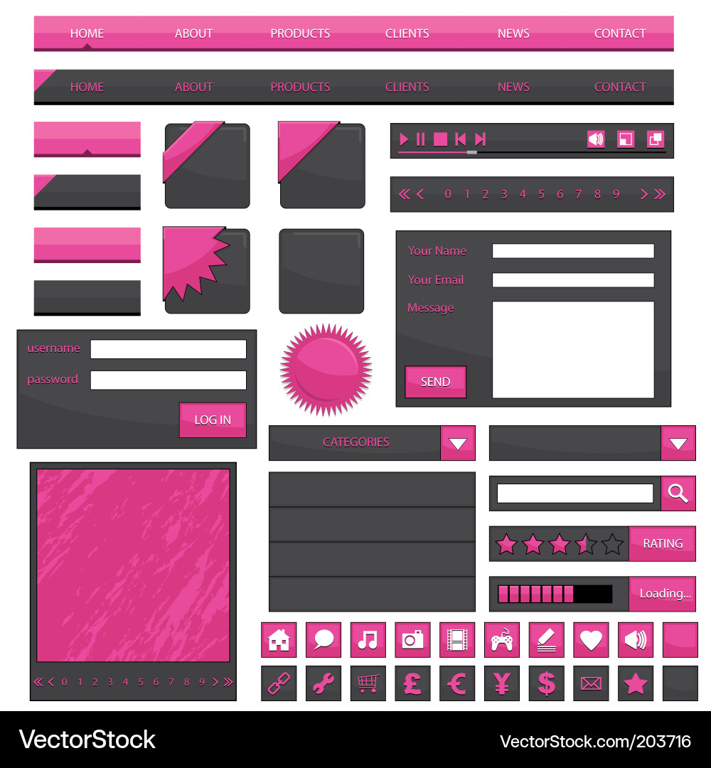 Web Interface Elements vector image