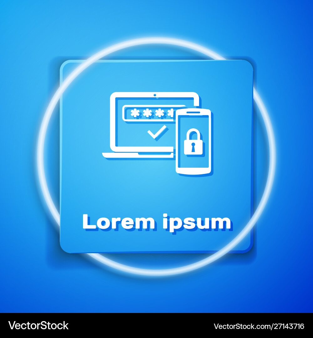 White multi factor two steps authentication icon White multi factor two steps authentication icon vector image