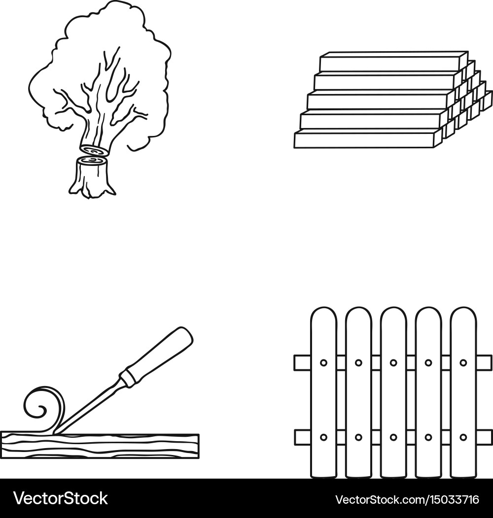 Wood logs in a stack chisel fence lumber vector image