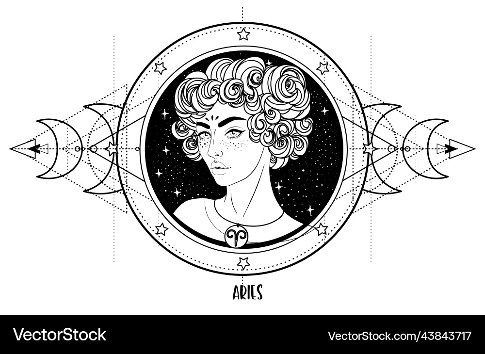 Aries Zodiac Girl Vector Image